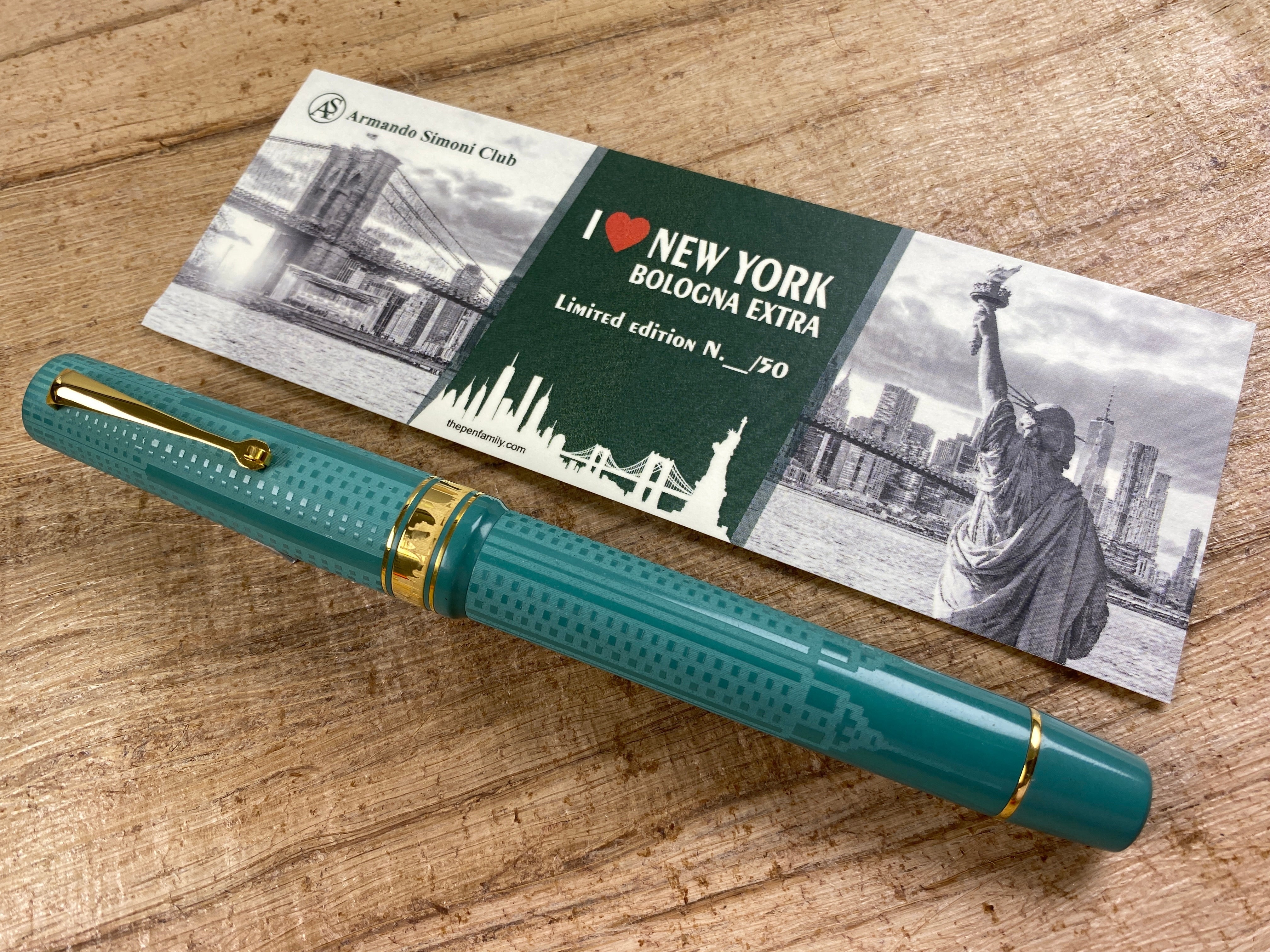 NEW! ASC Bologna Extra "I LOVE NY" Empire State Building Chased - Green Ebonite