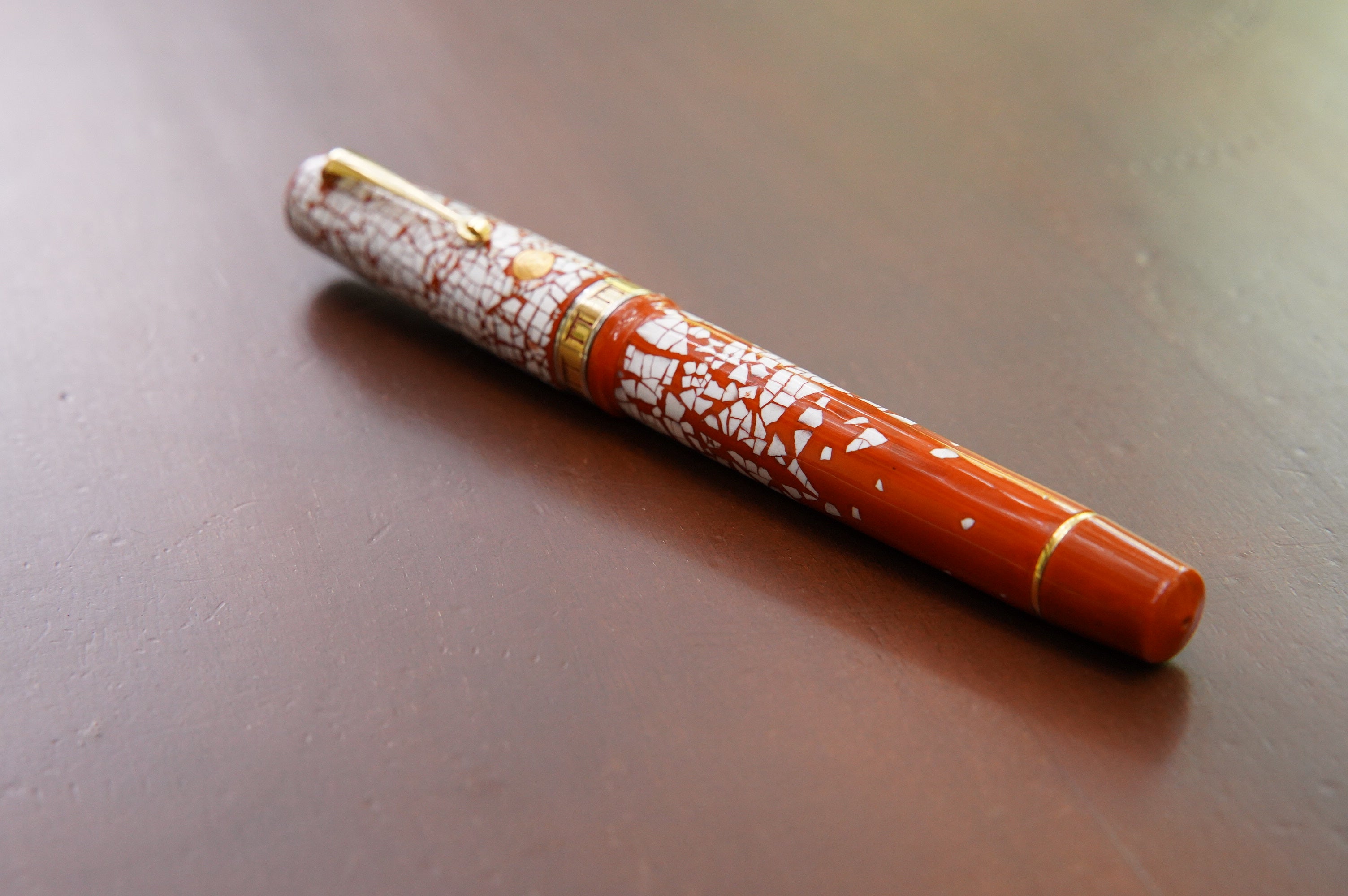ASC Bologna Extra Bespoke Orange Urushi Eggshell Snowflake 10 Pens ONLY